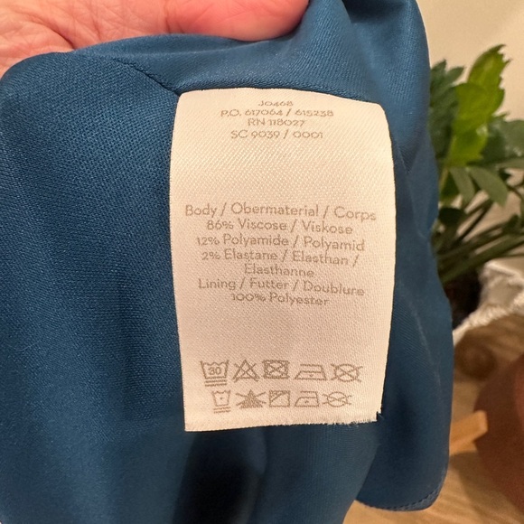 Boden Teal Cap Sleeve Belted Midi Dress Size 6 Fully Lined Stretch - Picture 4 of 4